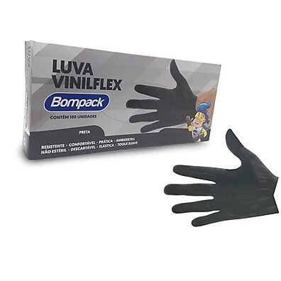 Luva Vinilflex Preta M: Proteção e Qualidade (100 Unidades)