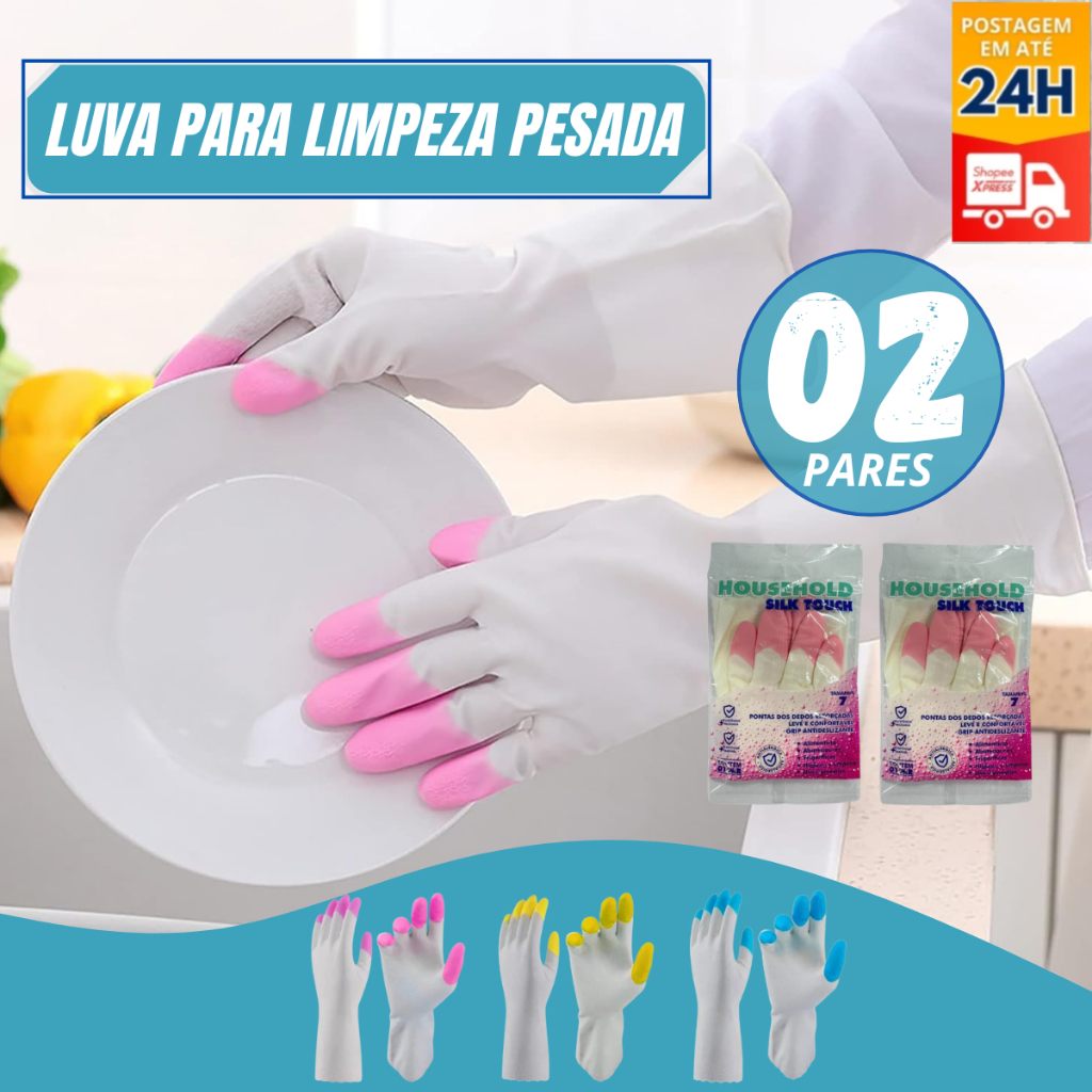 Luvas Antialérgicas: 2 Pares para Limpeza Segura!
