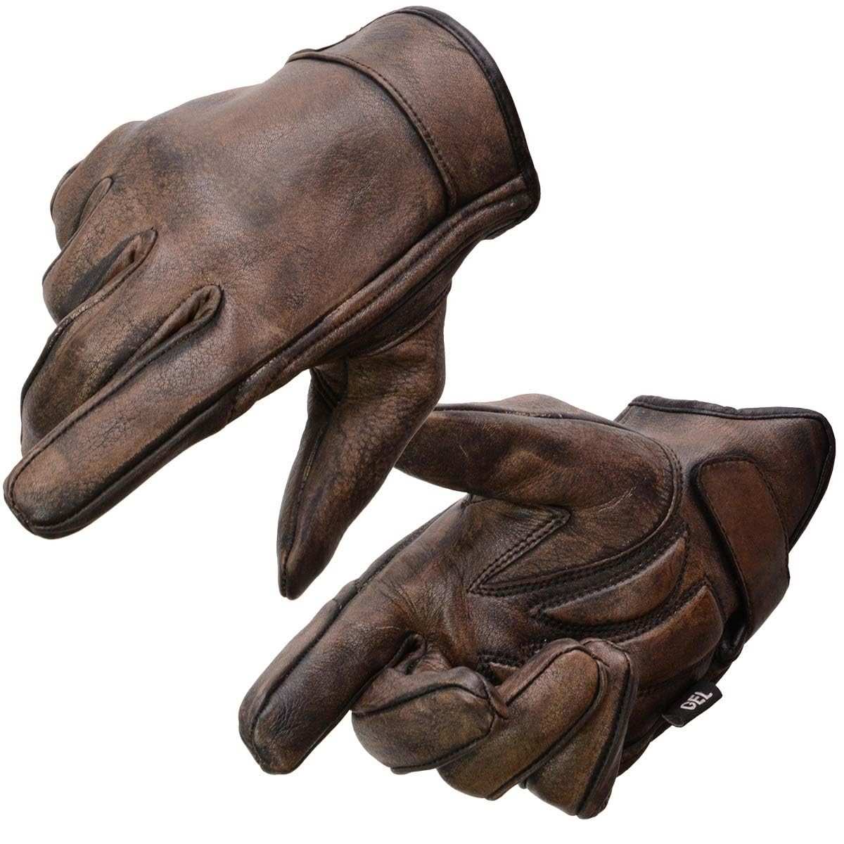 Luvas de Motociclista Milwaukee Leather Masculinas - Couro Acolchoado com Gel e Palma Curta