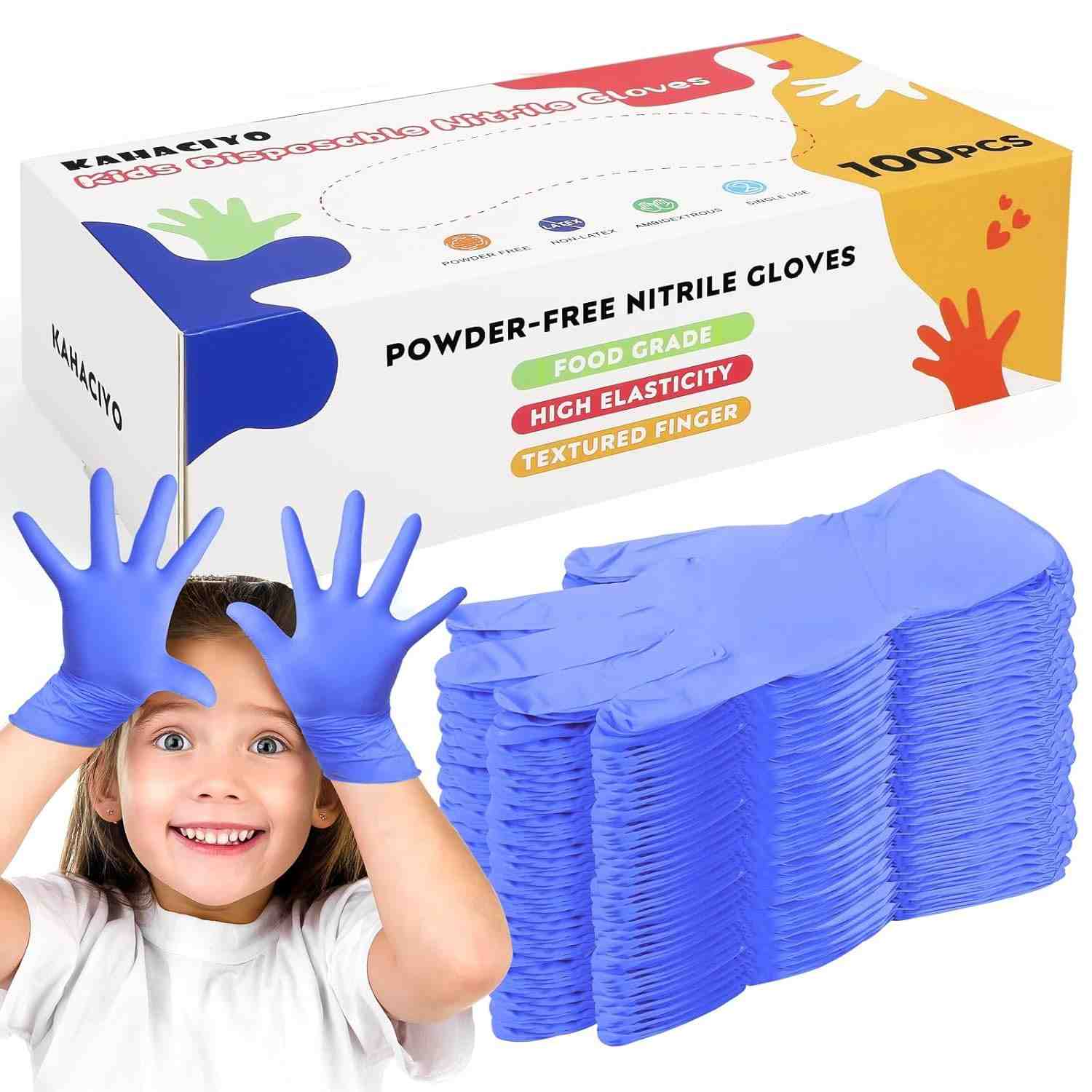 Luvas De Nitrilo Para Crianças, Luvas De Nitrilo Descartáveis Para 4 A 10 Anos - Sem Látex E Sem Pó - Tamanho Infantil Para Cozinhar, Jardinagem, Artesanato, Pintura, Cozinhar, Limpar (100