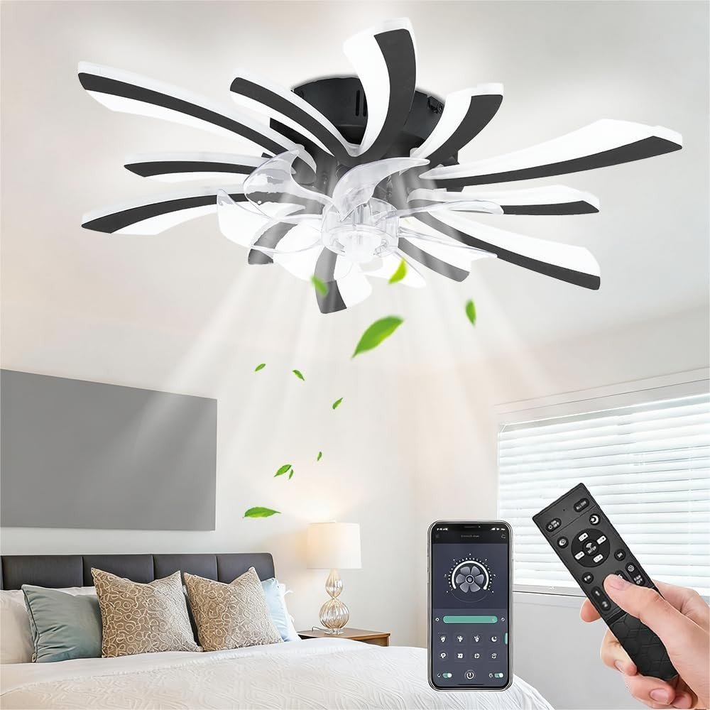 Ventilador de Teto com Luz e Controle Remoto - 110V/220V, 6 Velocidades, 3 Cores de Luz, Motor em Cobre