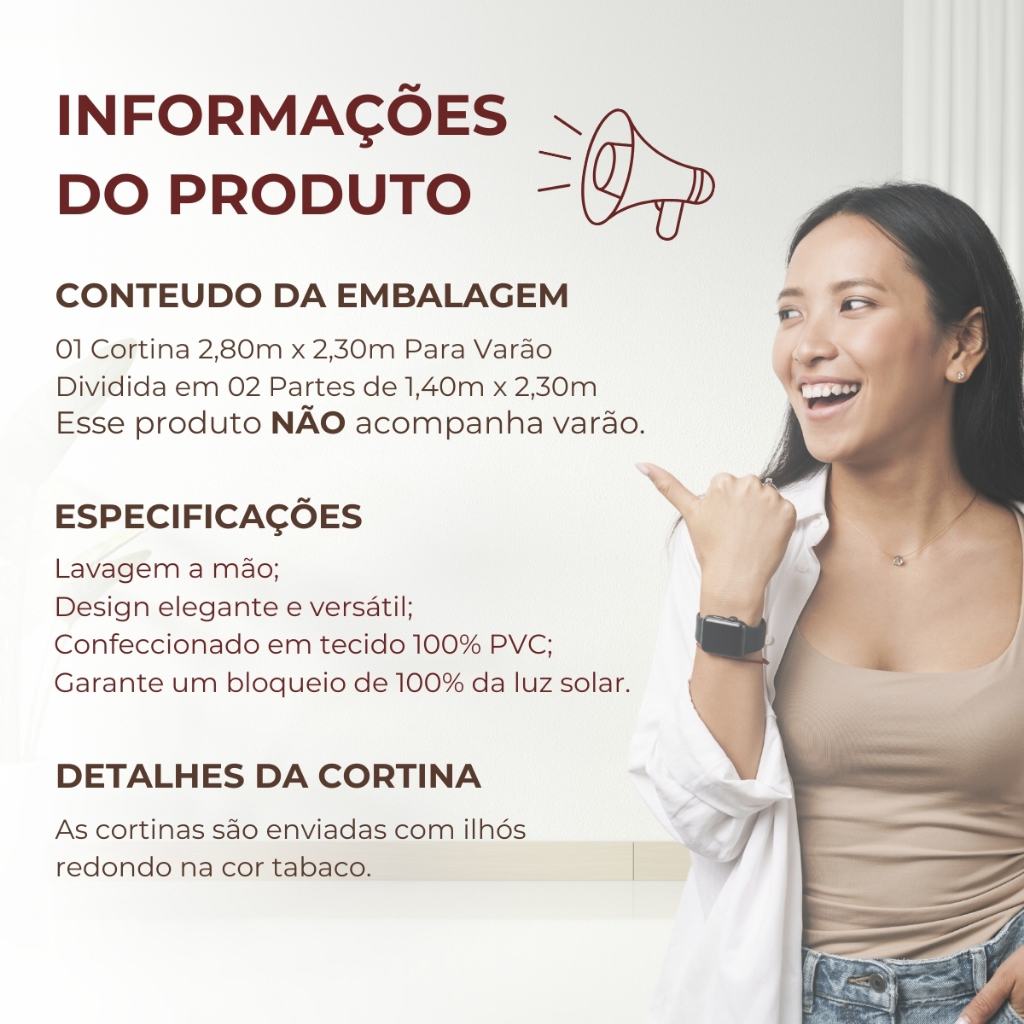 Cortina Blackout PVC 2,80x2,30m: Corta 100% da Luz!