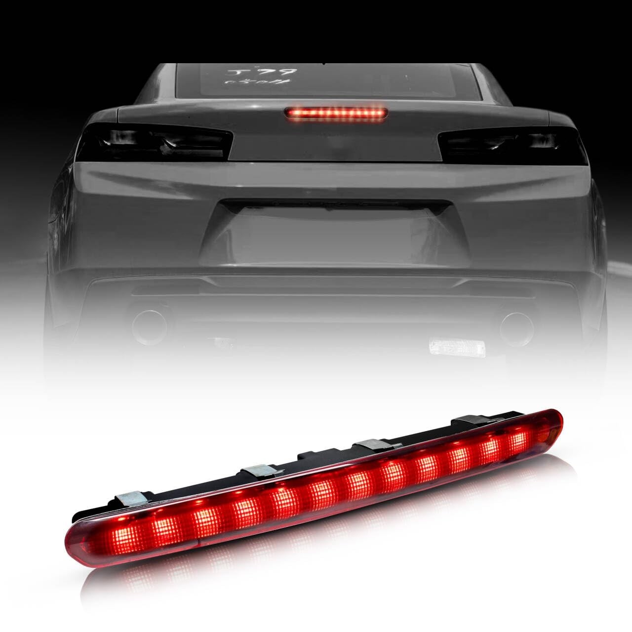 Luz de Freio LED Terceiro Terço para Chevy Camaro 2016-2020 - Segurança e Estilo com Lente Fumê