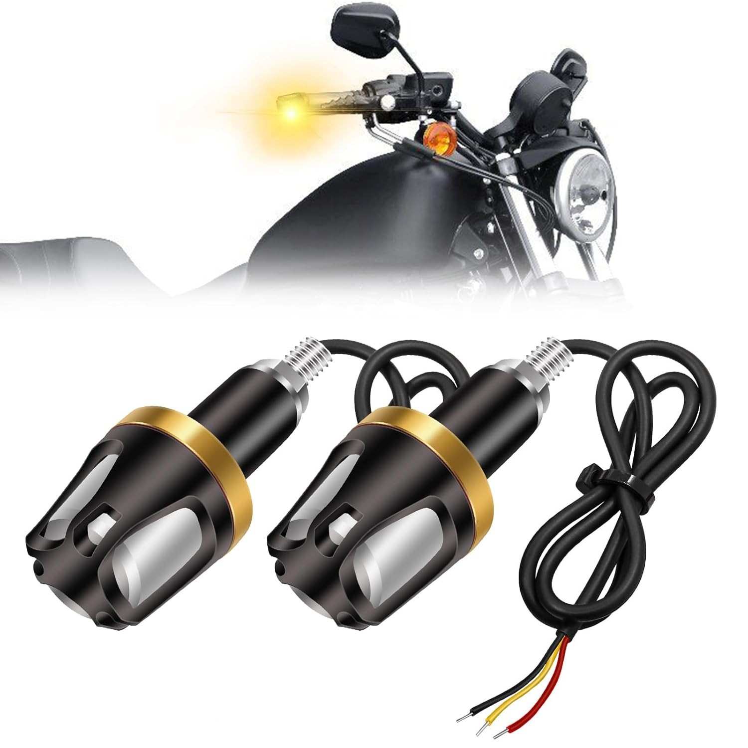 Luz de Guidão para Moto LED Amarela/Vermelha - Segurança e Estilo 16-18mm