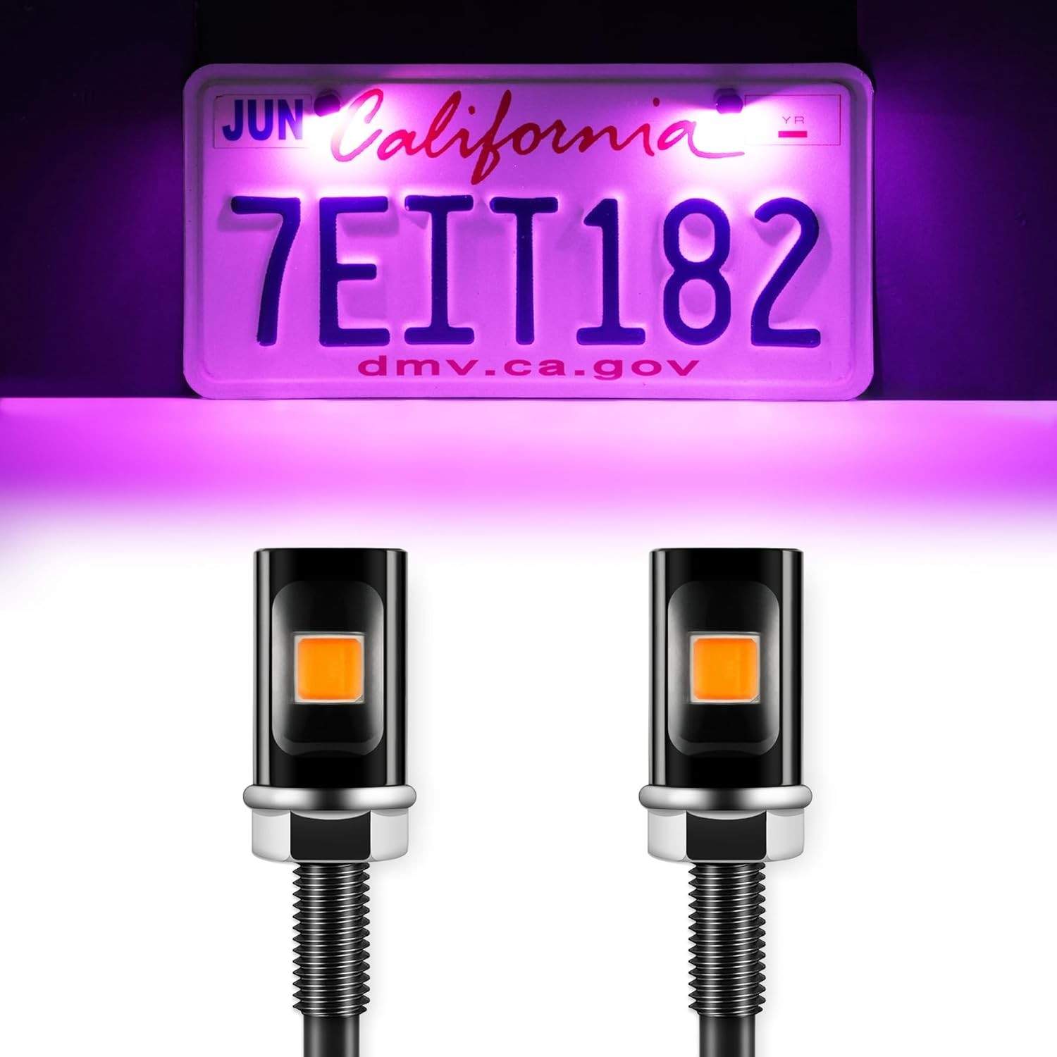 LivTee Luz de Placa de Licença Roxo 2PCS - Super Brilhante 12V, Alumínio IP67 para Carros, Motos e Mais