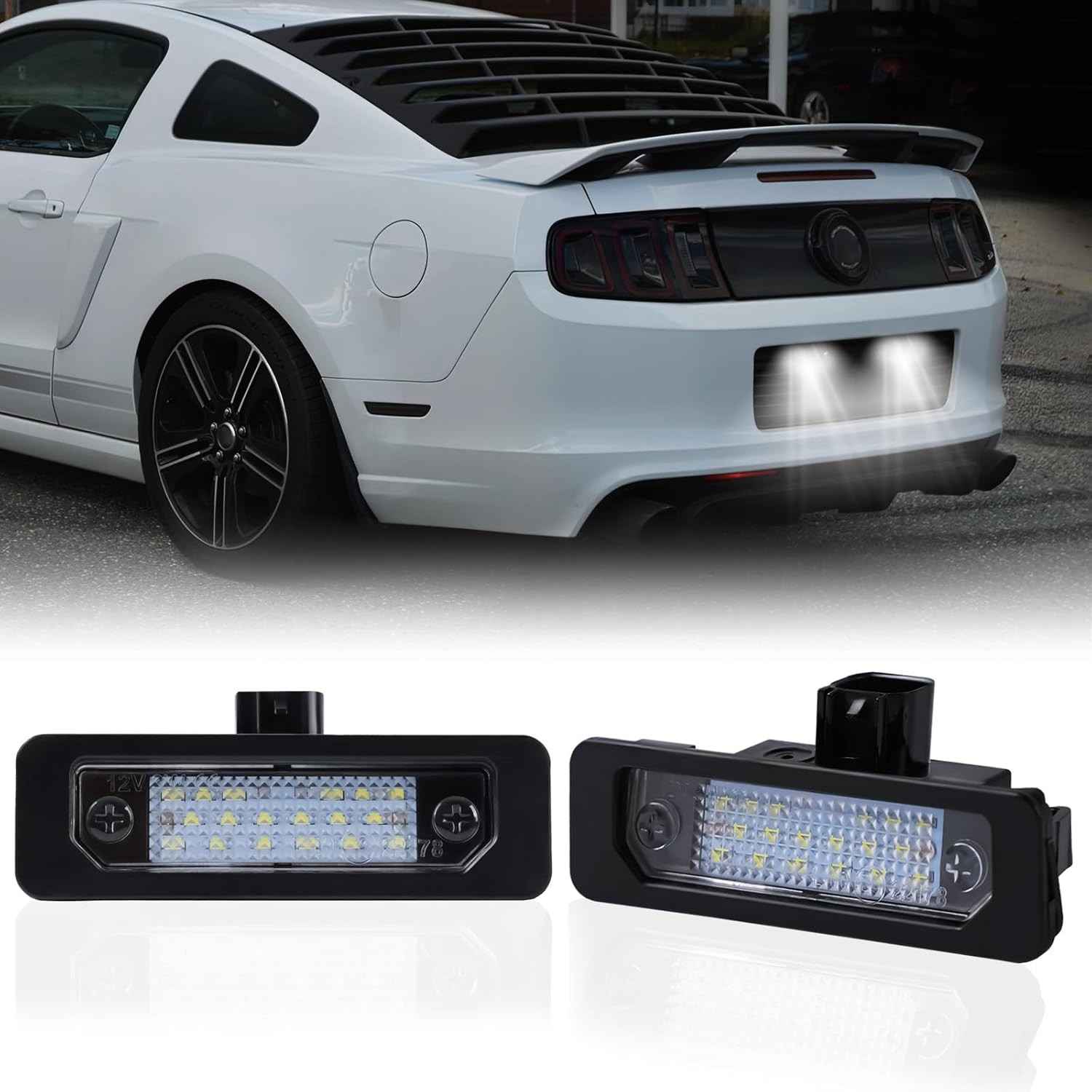 Luzes LED Placa Traseira 6000K Branca para Ford Mustang, Fusion, Flex, Focus, Taurus e Mercury - Kit 2 Peças