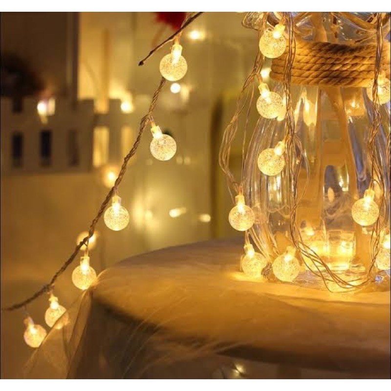 Luzes de Natal Amarelas: 3m USB 20 Leds Bolinha Cristal