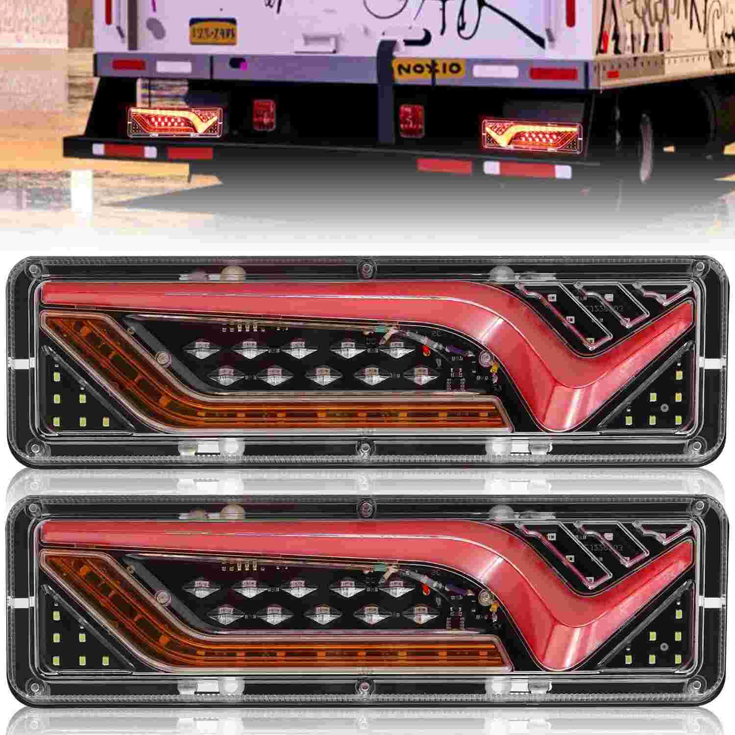 Luzes Traseiras LED Sequenciais para Caminhão e Reboque - 5 em 1 com Seta Dinâmica
