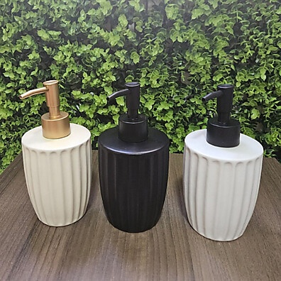 Porta Sabonete Cerâmica Creme 330ml - Design Sofisticado Lyor