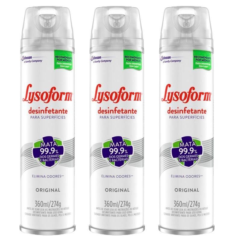 Lysoform Aerossol: Kit 3 Desinfetantes 360ml