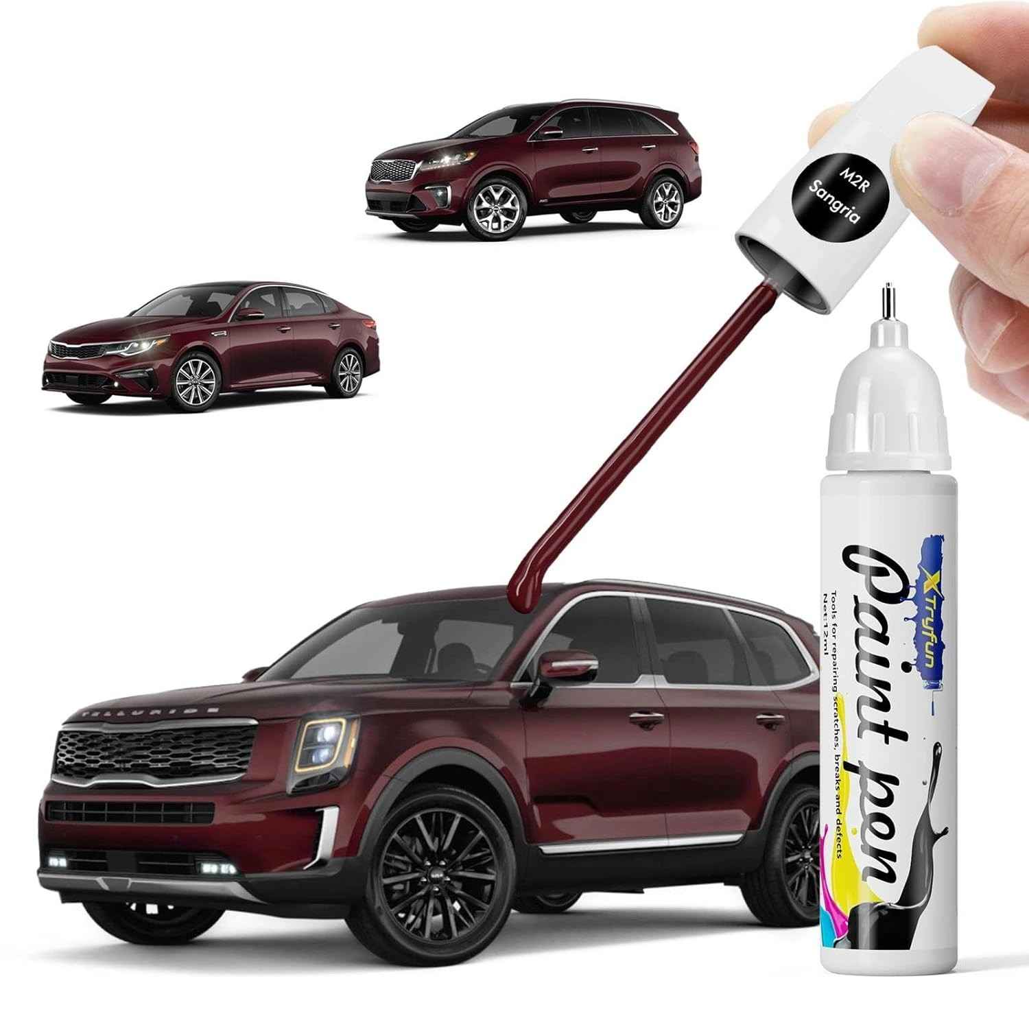 Tinta de Retoque para Carro Kia - Sangria M2R/Cereja Escura/Merlot - Reparo de Arranhões e Lascas