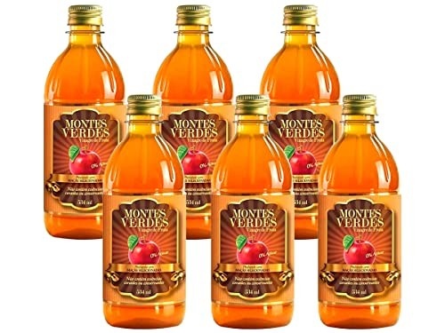 Kit 6 Vinagre De Maçã Montes Verdes 530ml 5% Acidez