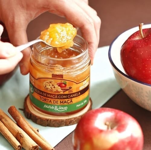 GELÉIA DE MAÇÃ COM CANELA 100% FRUTA PURO & LEVE - 230G