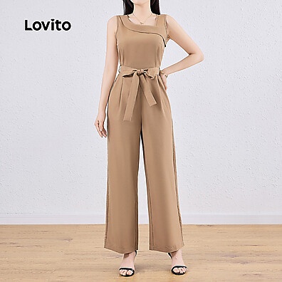 Macacão Elegante com Gravata Frontal Lovito - Estilo e Conforto