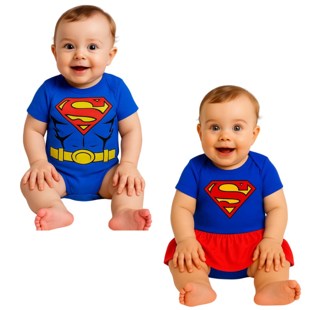 Macacão Temático Superman para Bebê: Estilo e Conforto em 100% Algodão