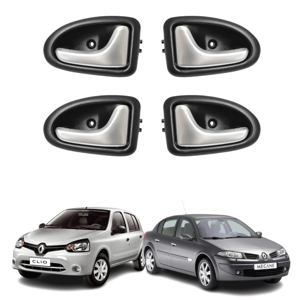 Maçaneta Interna Clio/Mégane: Kit 4 Prata