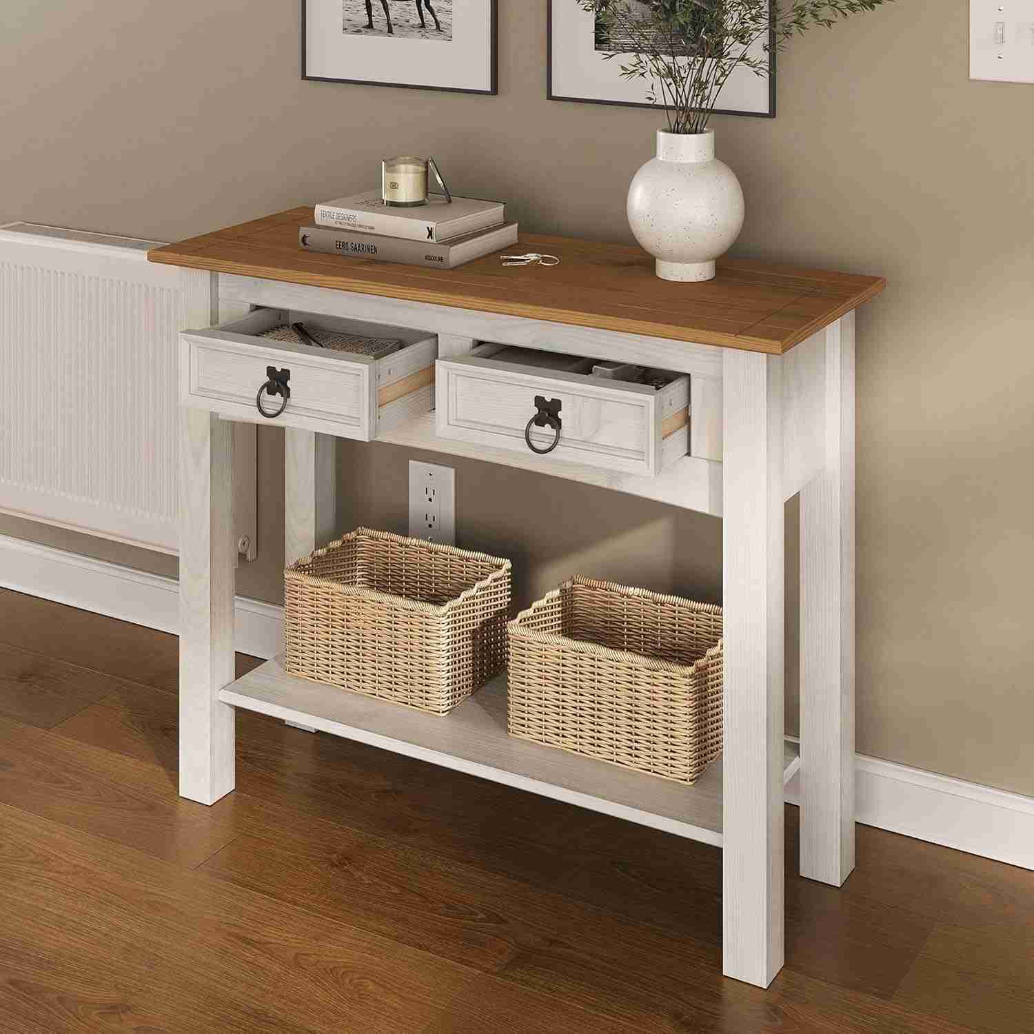 Aparador de Madeira Maciça com 2 Gavetas - Design Elegante e Sustentável para Sala, Quarto e Hall