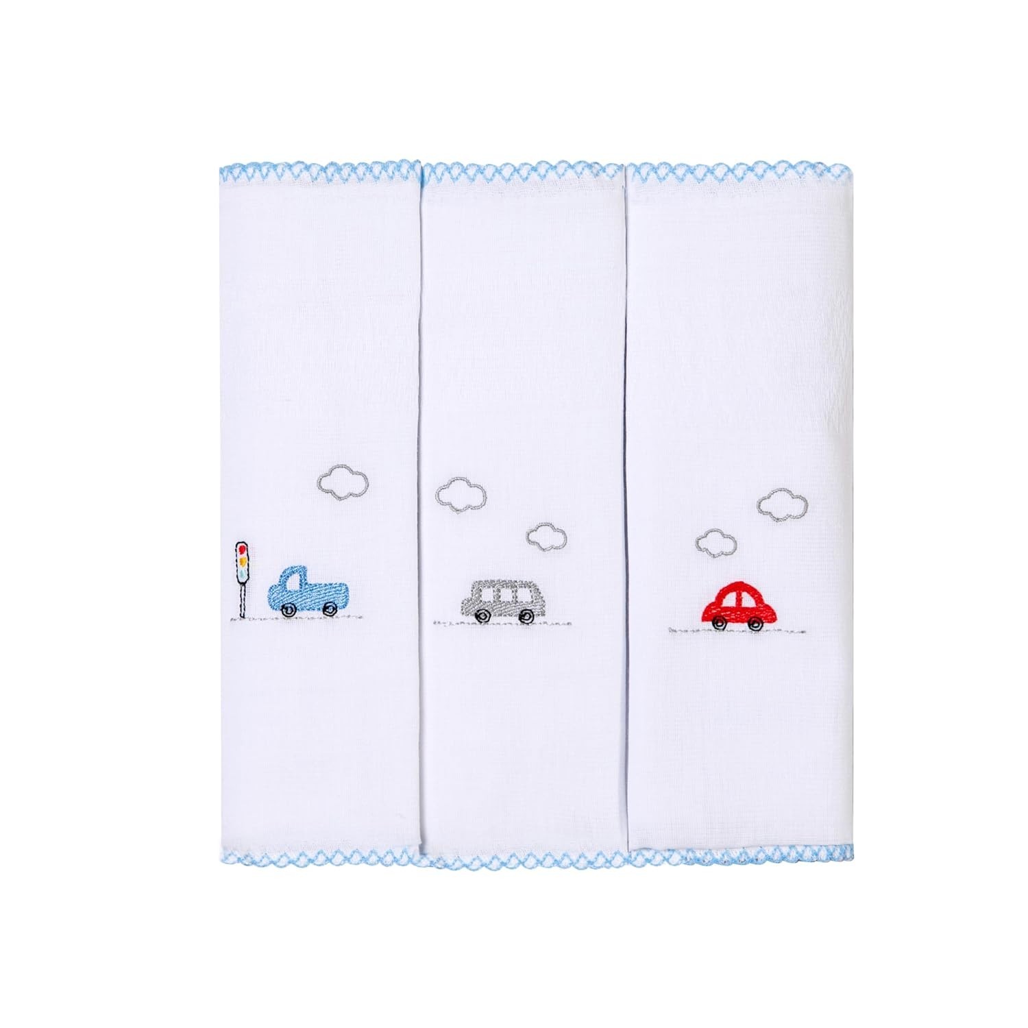 Paninho de Boca Bordado 40x40cm - 3 Unidades | Maciez e Absorção para Bebês