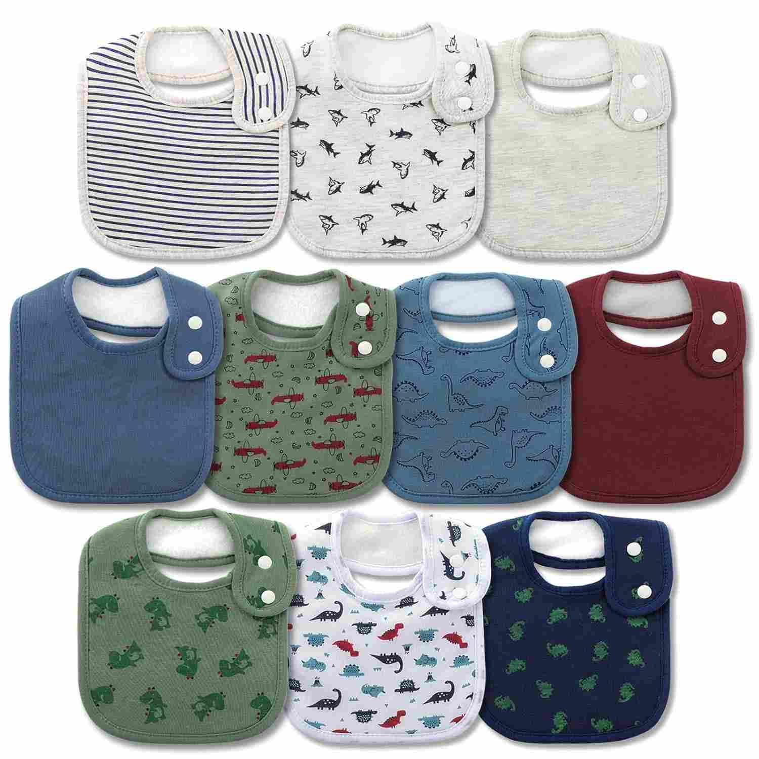 Hakochia Babadores de algodão orgânico super macio e absorvente com encaixe ajustável para bebês meninos e meninas