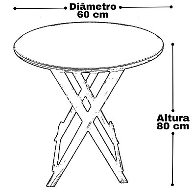 Mesa Dobrável para Churrasco Redonda de Madeira
