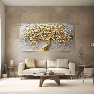Quadros Decorativos Arvore da Vida 100x70cm - Canvas Premium em Madeira Maciça para Quarto e Sala