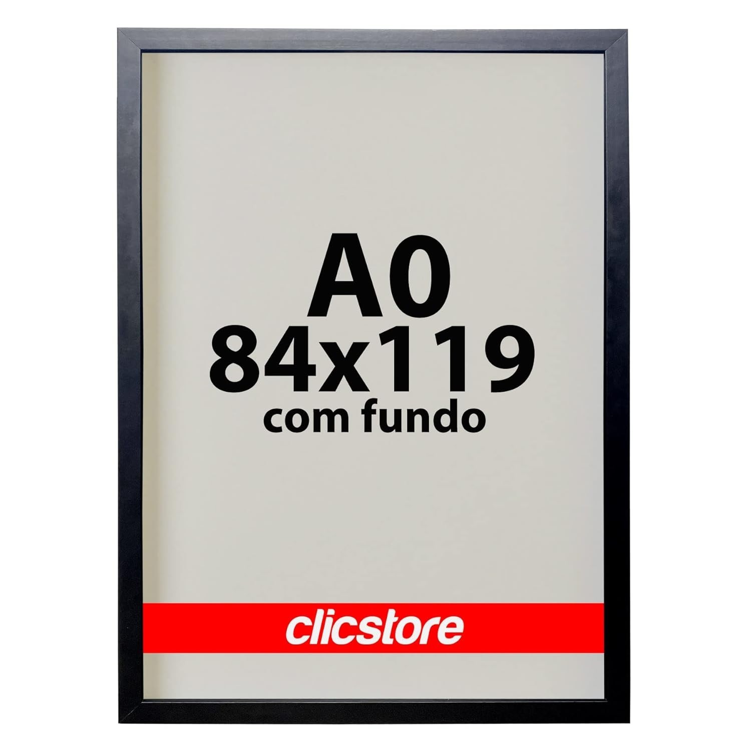 Moldura 84x119cm A0 Preta com Fundo – Sem Vidro | Madeira Reflorestada