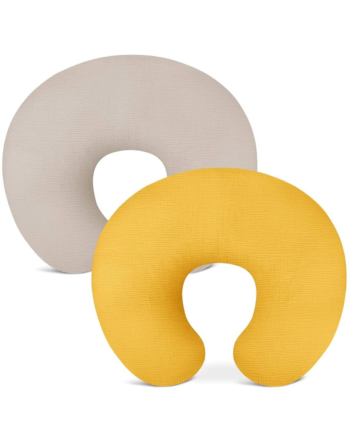 Pacote com 2 Fronhas de Amamentação Bege e Amarelo Mostarda - Conforto e Estilo para Mães Modernas