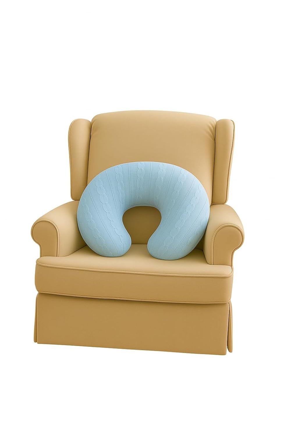 Almofada de Amamentação em Tricot Azul - Conforto Ergonômico e Maciez para Mães Modernas