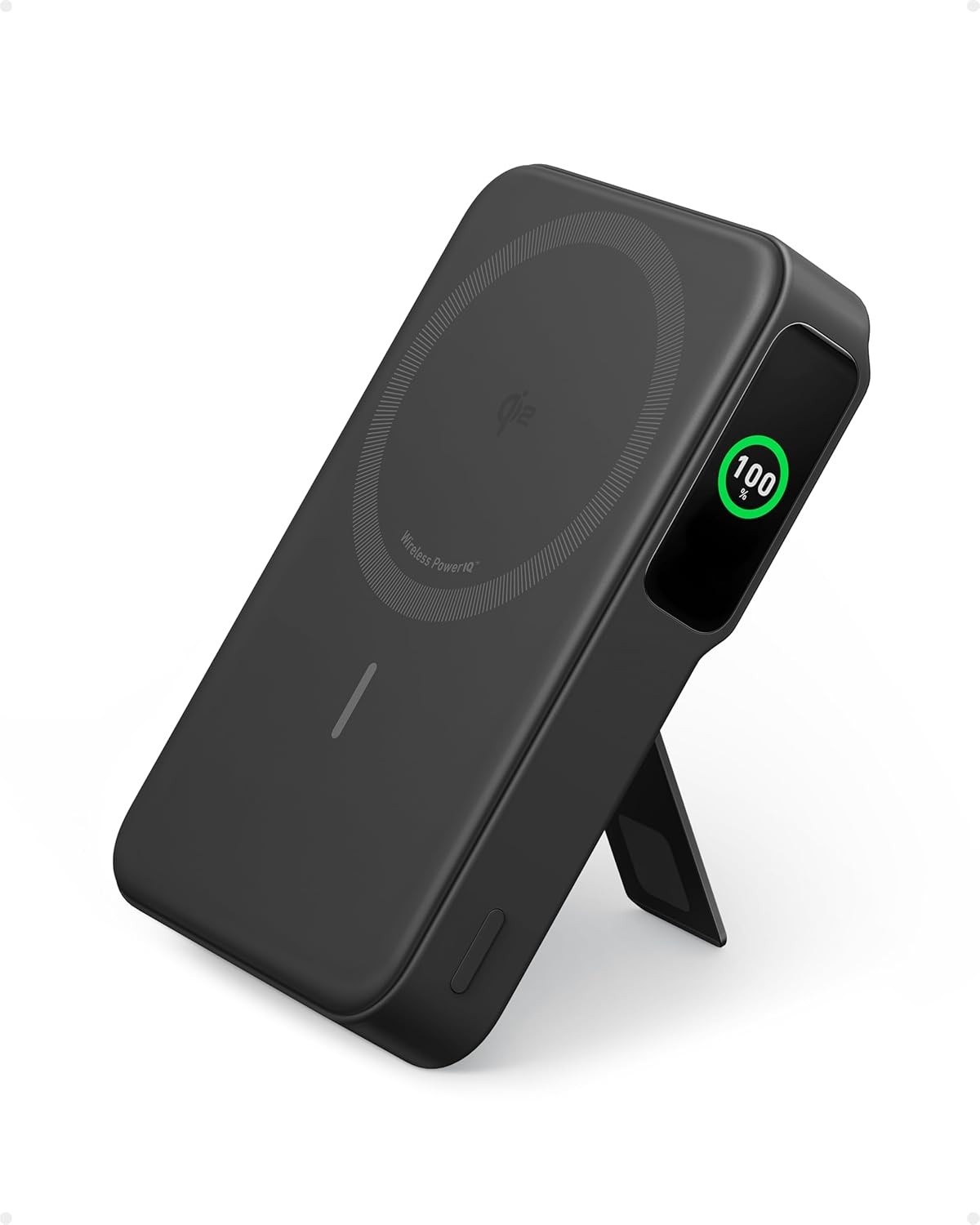 Anker MagGo Power Bank Qi2 15W: Carregador Portátil 10.000mAh com Tela Inteligente e Suporte para iPhone
