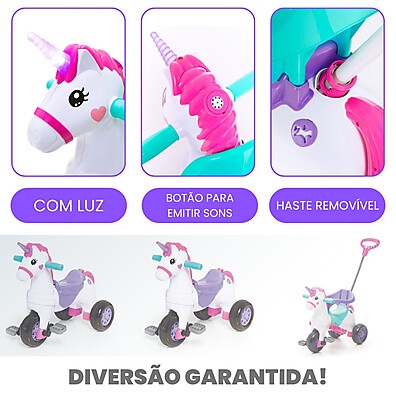 Triciclo Unicórnio Calesita Fantasy: Aventura Mágica!