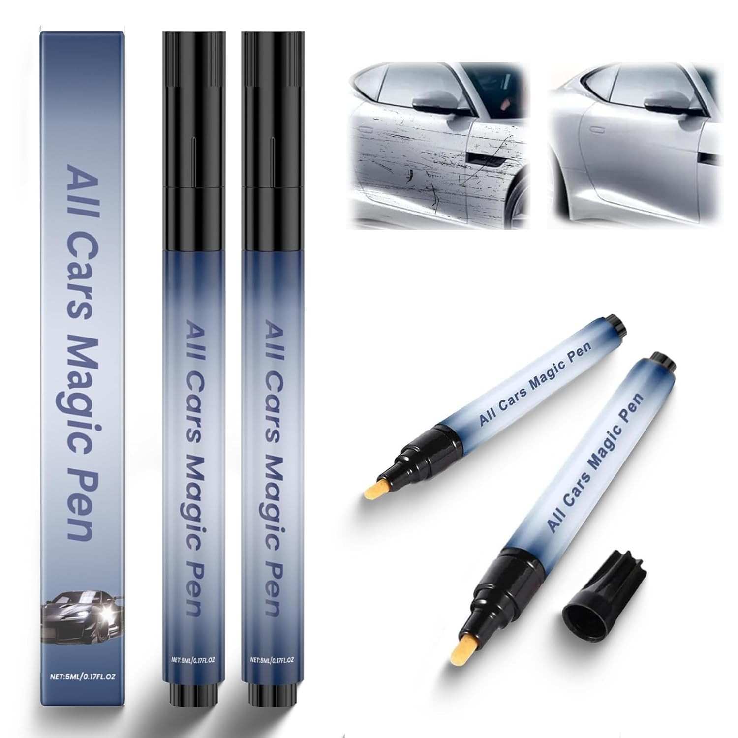 Caneta Mágica All Cars - Removedor de Arranhões para Carro | Correção Rápida e Durável para Toda Pintura (2 Peças)