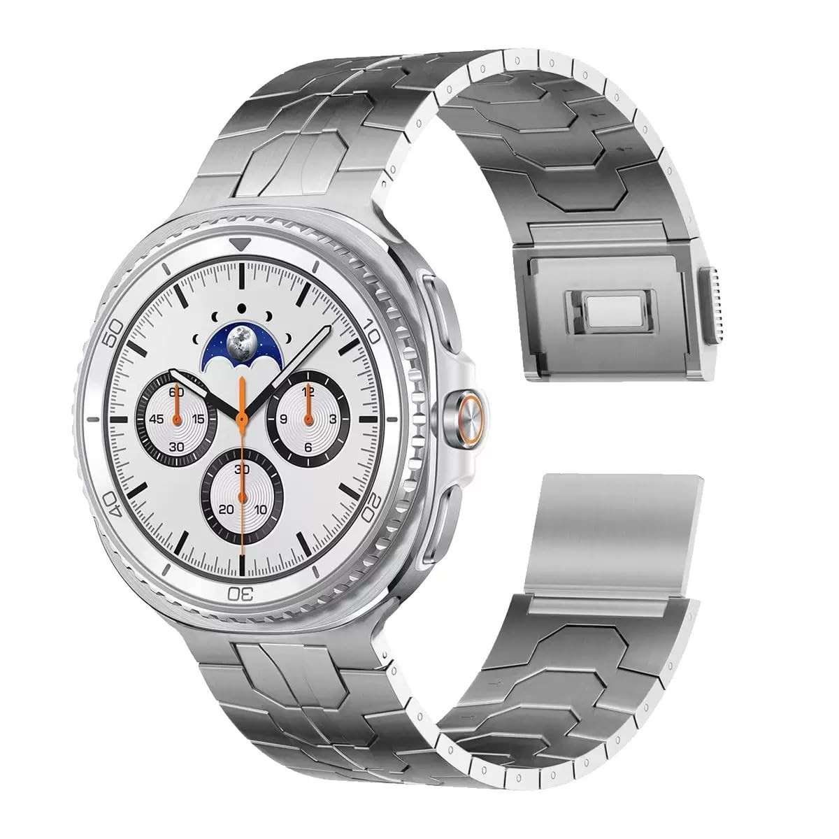 synsing Pulseira magnética de titânio compatível com Samsung Galaxy Watch 8 de 40 mm/44 mm/8 Classic de 46 mm, pulseira de substituição sem lacunas para Galaxy Watch 8 para mulheres, leve e adequada