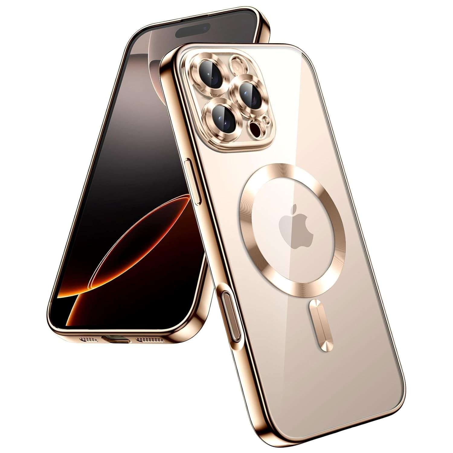 JETech Capa Transparente MagSafe para iPhone 16 Pro Max 6.9" - Proteção Total da Câmera e Design Galvanizado (Titânio-Deserto)