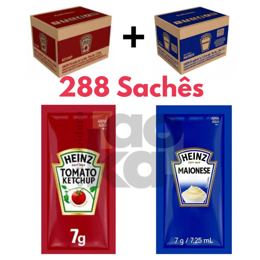 Maionese e Ketchup Heinz 288 Sachês 7g – Prático e Saboroso