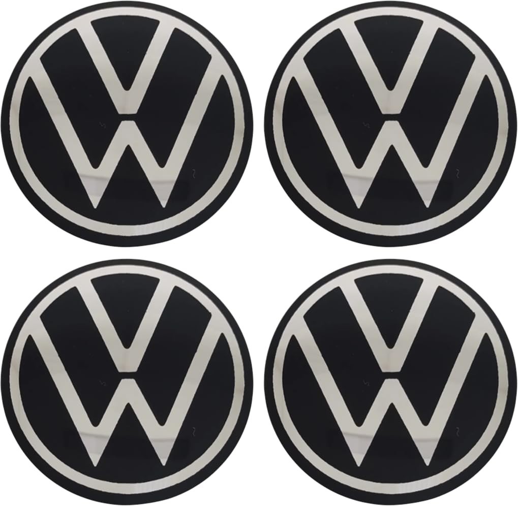 Emblema Resinado 48mm Preto/Prata - Calota Central para VW Polo, Gol, Fox, Up e Mais!