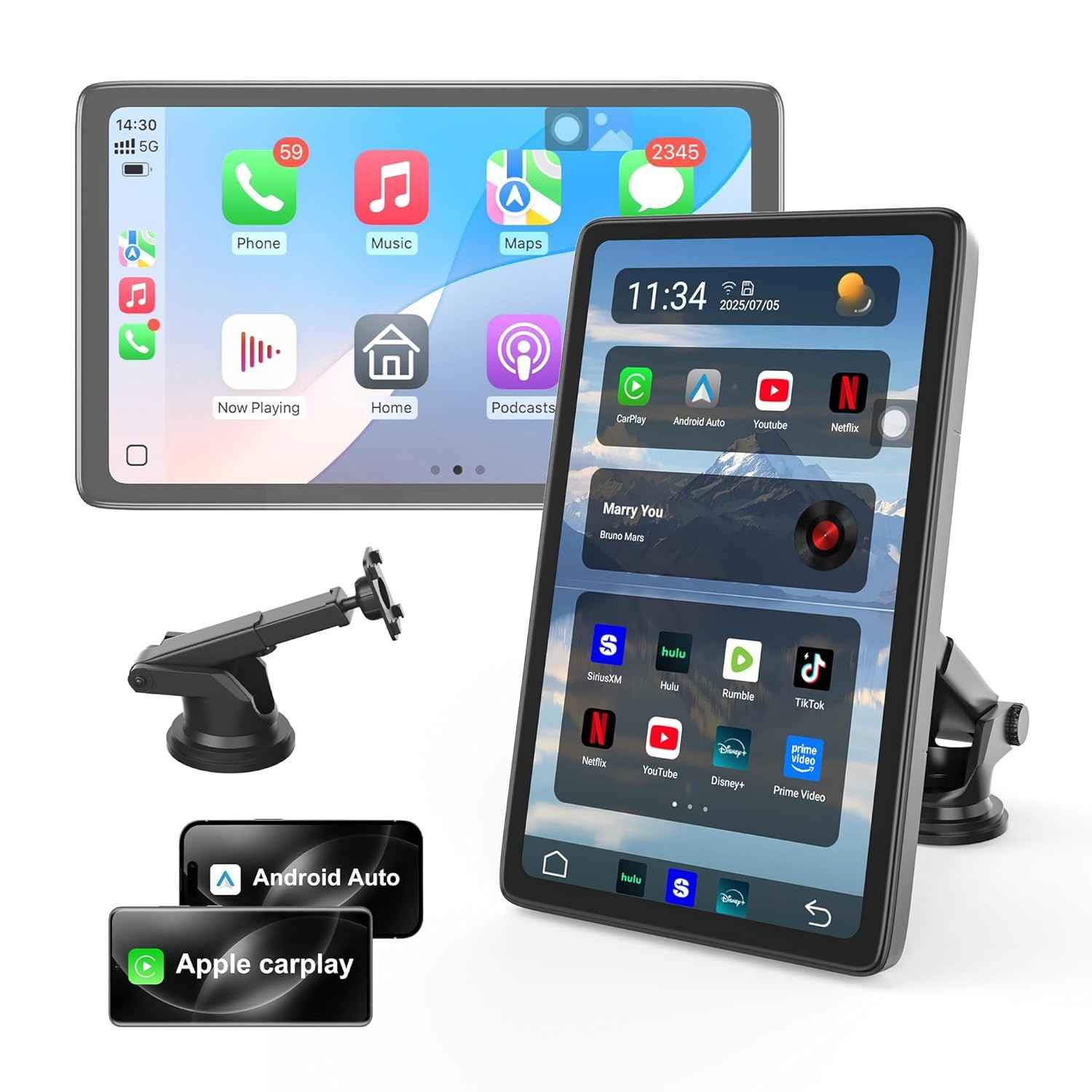 Tela CarPlay Sem Fio 9" Android - Netflix, YouTube, GPS e Mais!