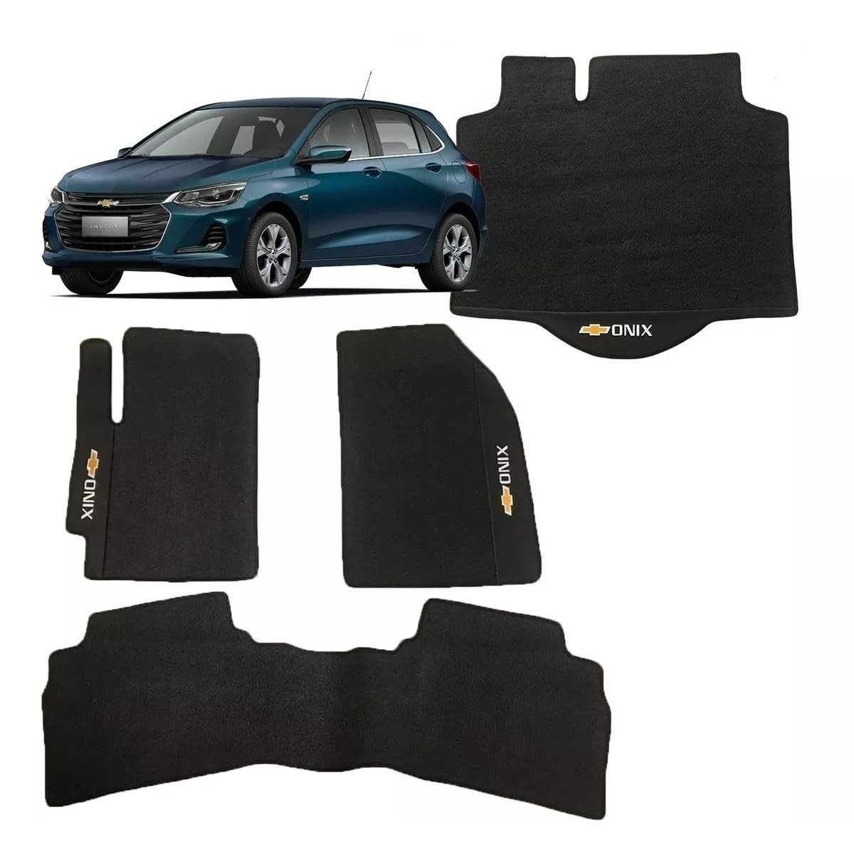 Kit Tapetes Internos + Porta Malas Novo Onix Hatch Turbo 2021-2024 - Proteção Impermeável