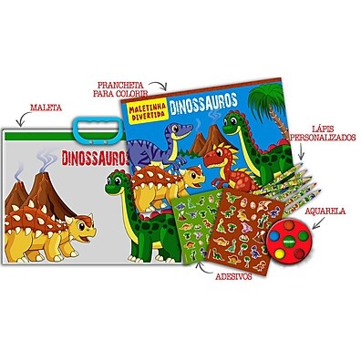 Maletinha Divertida Dinossauros: Kit Completo para Criar e Colorir