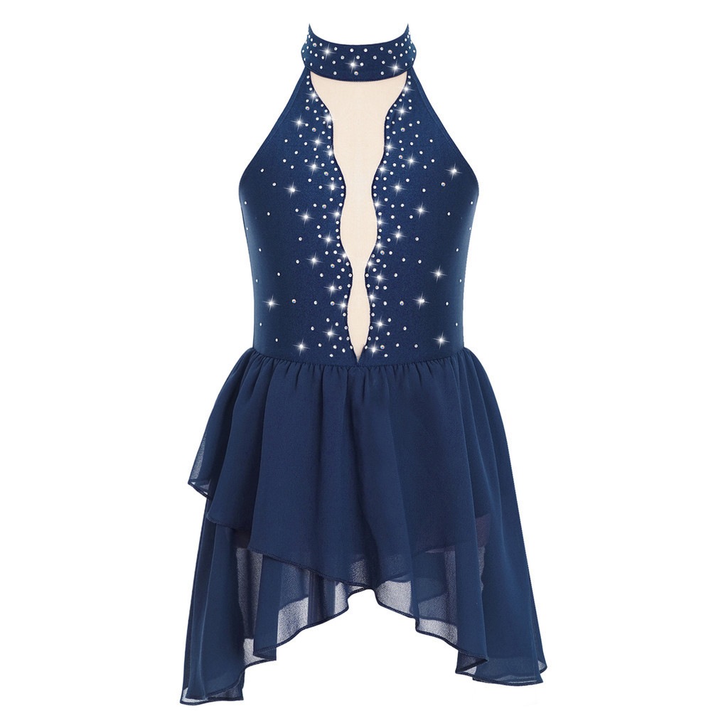 Vestido de Dança Lírica Yeahdor com Strass e Malha