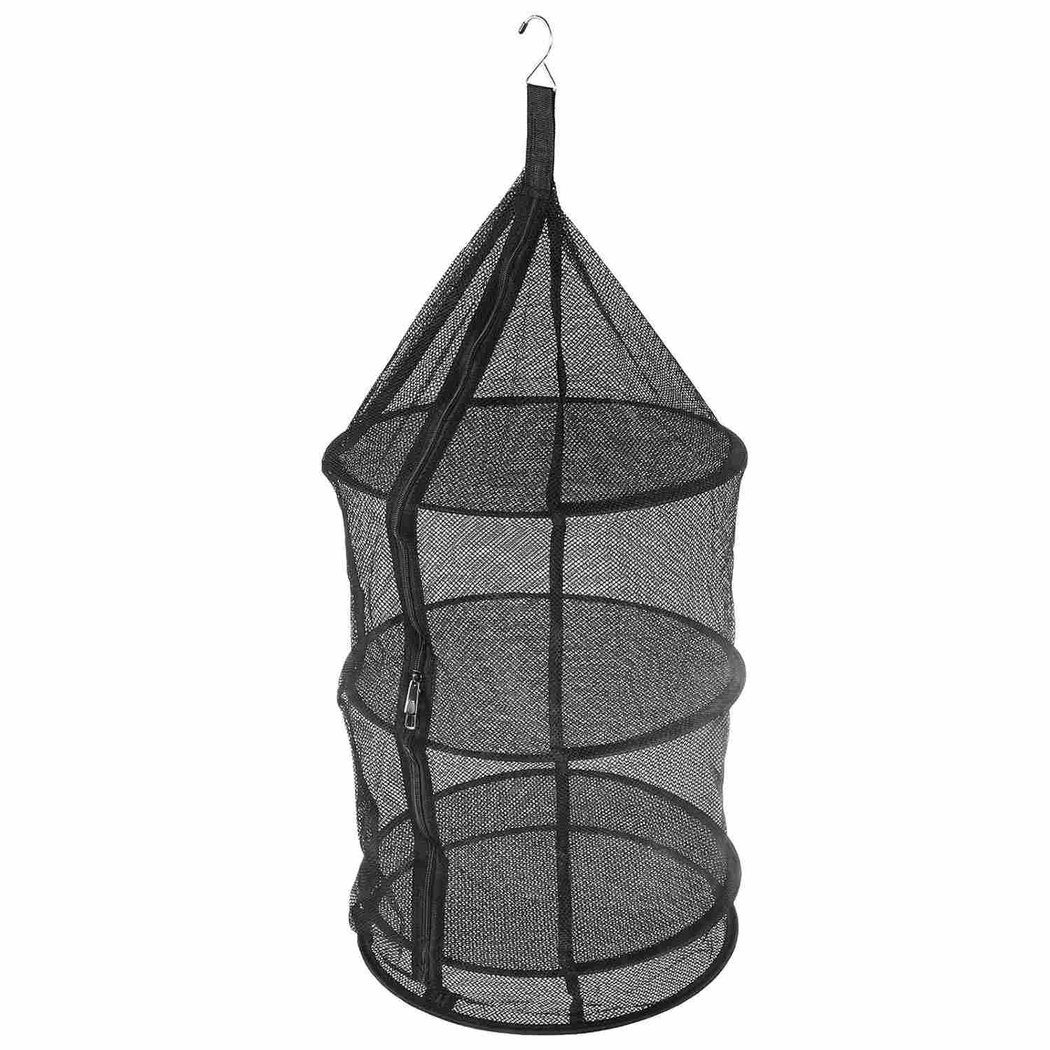 Rack de Secagem Suspensa 4 Camadas - Malha Ecológica com Zíper, Leve e Multifuncional para Ervas, Legumes e Roupas