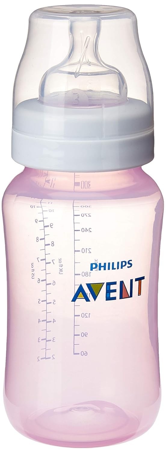 Mamadeira Anti-cólica Rosa 330ml - Philips Avent | Alívio Natural para Cólicas e Conforto Total