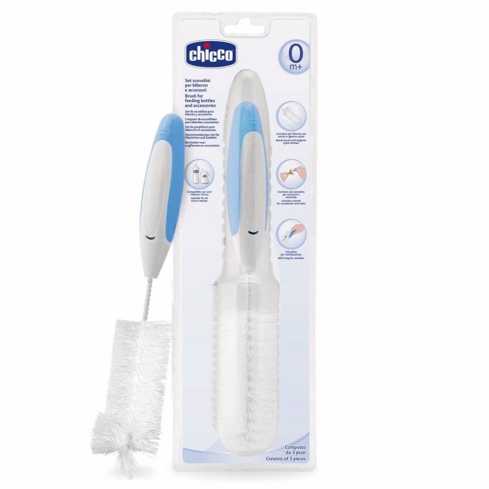Escova para Mamadeira 3 em 1 Chicco – Limpeza Completa e Segura para Bebês