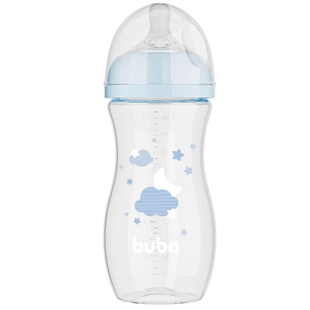 Mamadeira Easy Flow Nuvem Azul 330ml - Sistema Anticólico e Livre de BPA