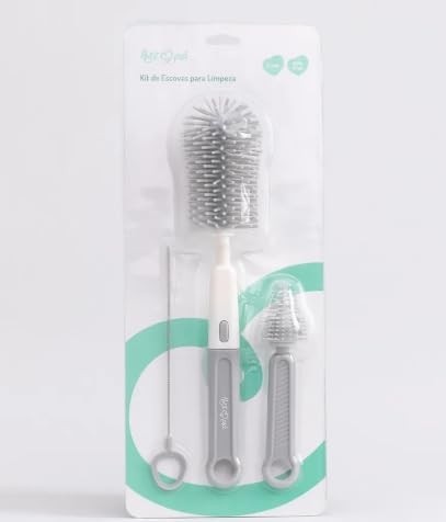 Kit Escovas de Silicone para Limpeza Profunda de Mamadeiras, Bicos e Canudos - Petit Piá