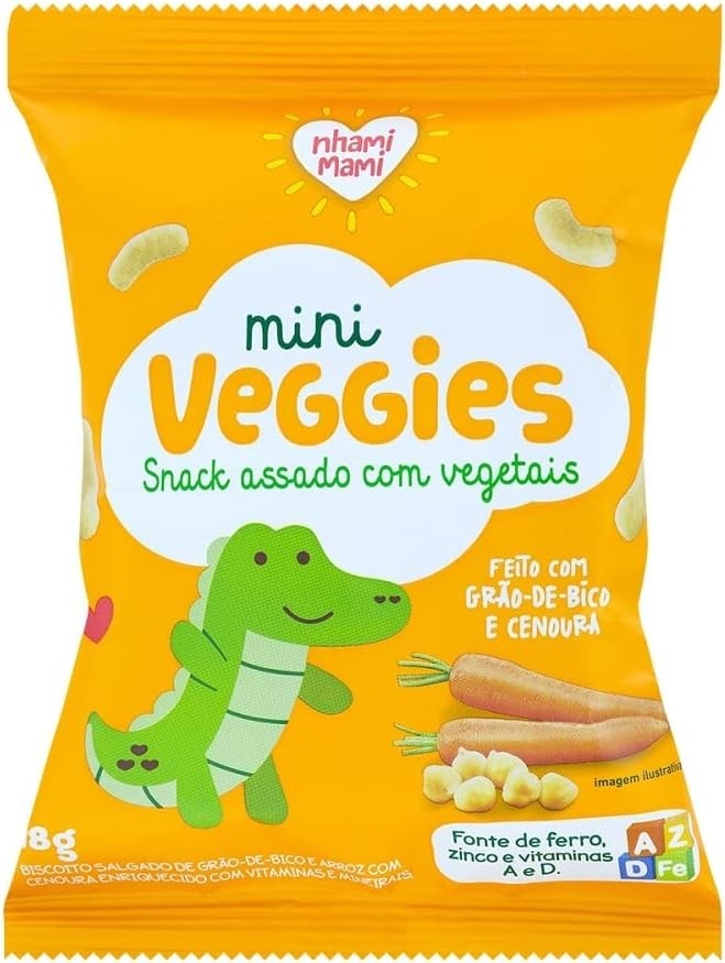 Snack Infantil Mini Veggies Grão de Bico e Cenoura Nhami Mami 18g