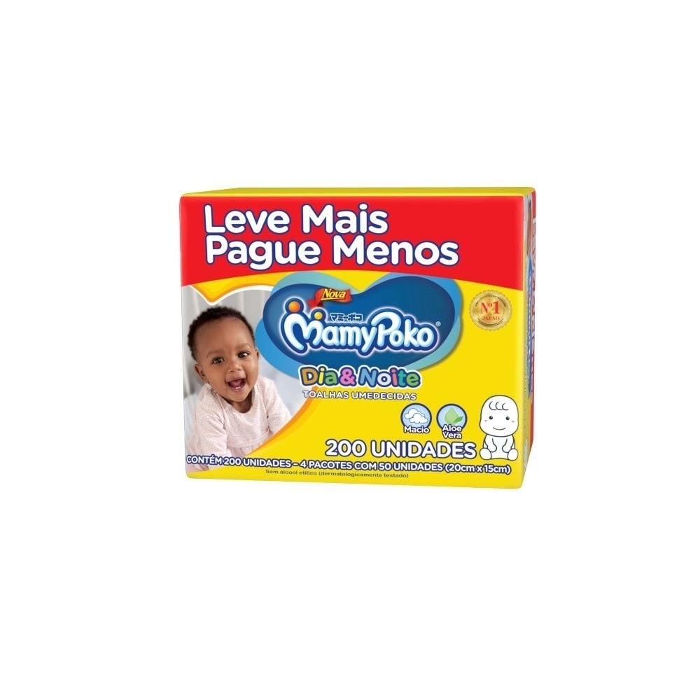 Mamypoko: Toalhas Umedecidas Dia & Noite (200 Unidades)