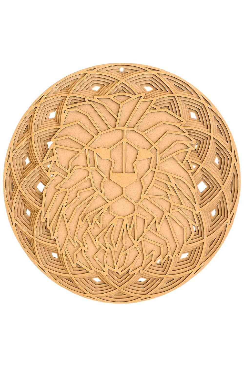 Mandala Decorativa MDF 40cm com Efeito Degradê 3D - Design Geométrico Artesanal para Parede (Leão)