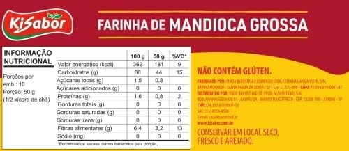 KiSabor Farinha De Mandioca Grossa Kisabor 500 Gramas