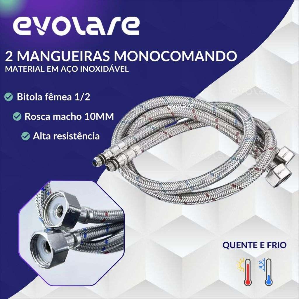 Mangueira Flexível Monocomando 60cm: 2 Unidades para Instalação Perfeita