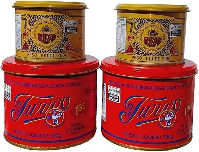 Manteiga Turvo, 2 Latas de 500g, e Manteiga Real, 2 Latas de 200g